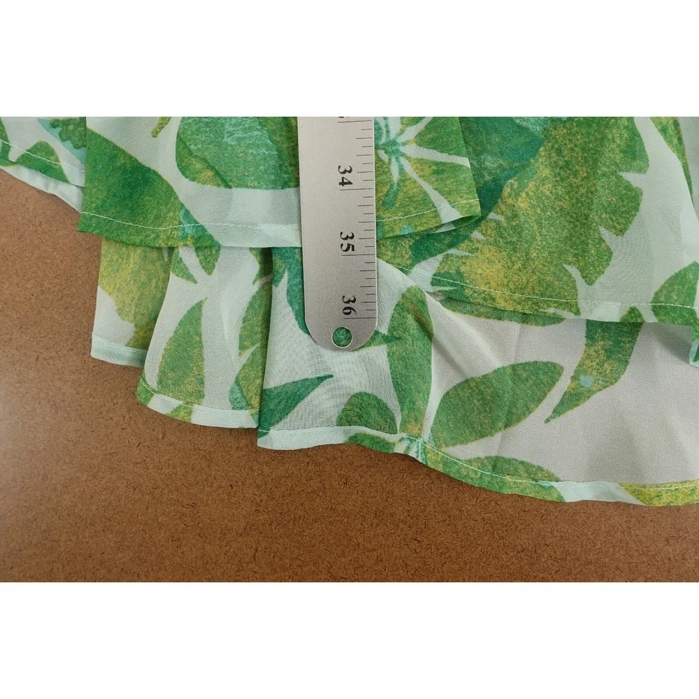 Vestique Womens Size Small Green Leaf Print Ruffle Aruba Midi Skirt NWT - Picture 10 of 10